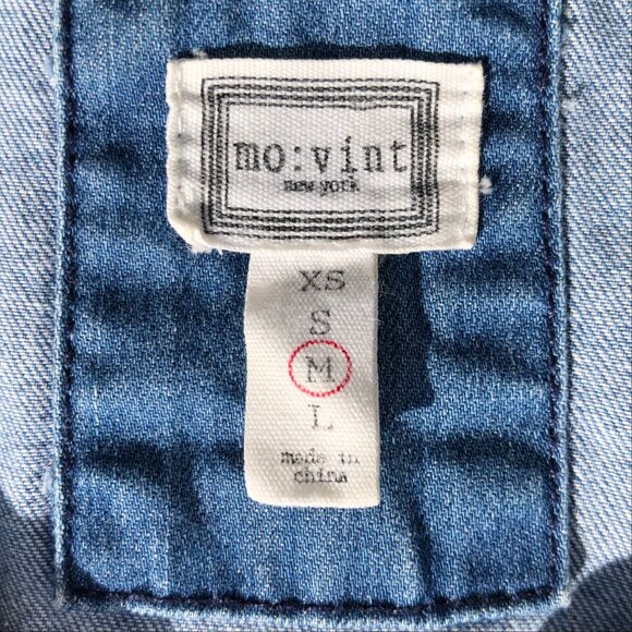 anthropologie  mo:vint  button up denim shirt size Medium M 100% cotton AS IS - Picture 4 of 16